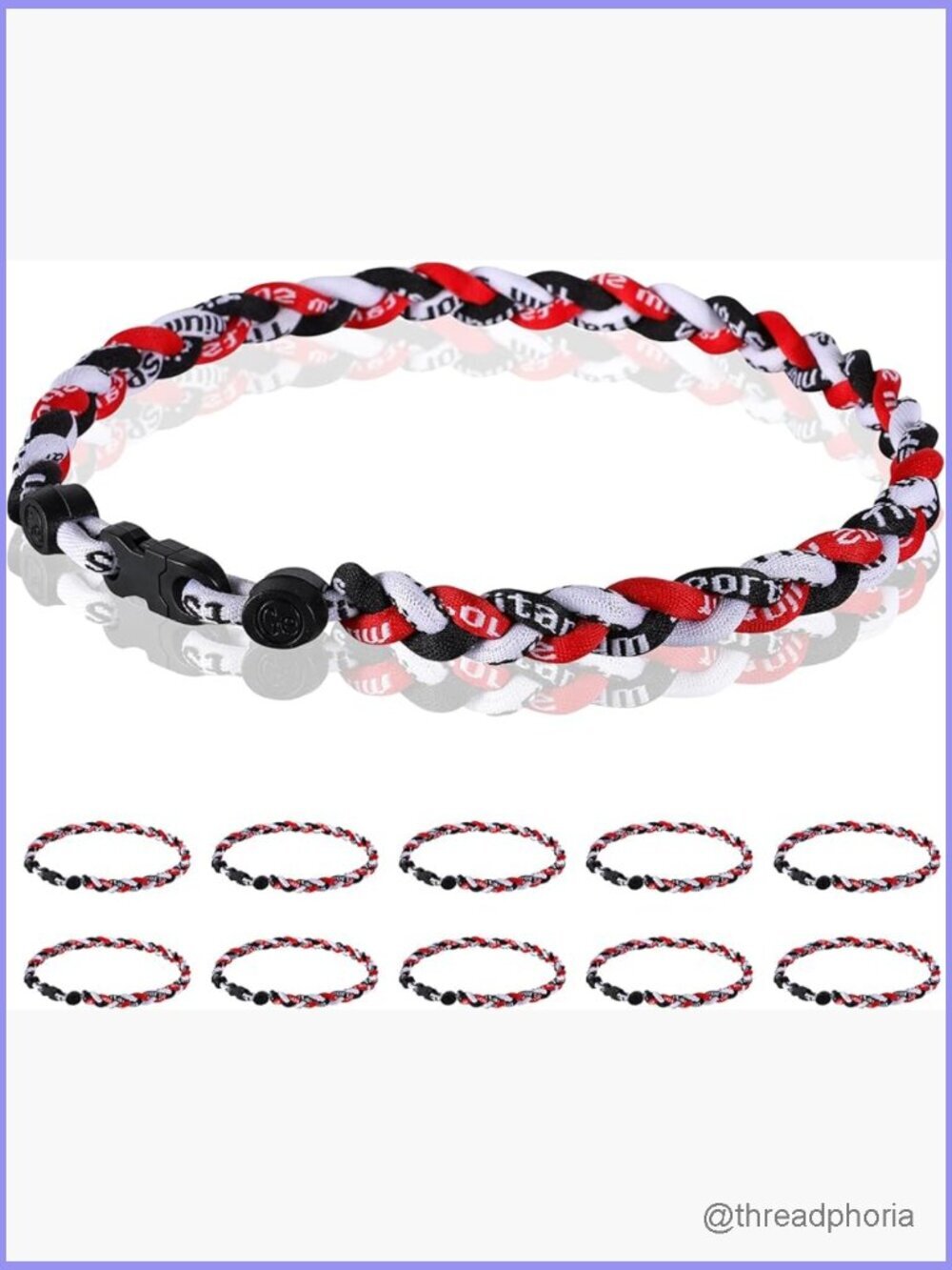 12 Pack Baseball Necklace 18in, Three Braided Titanium Rope, Team Gift